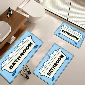 1/2/3 Pieces Home Decoration Bathroom Mats Blue Background Bathtub Style Bathroom Rugs Sets