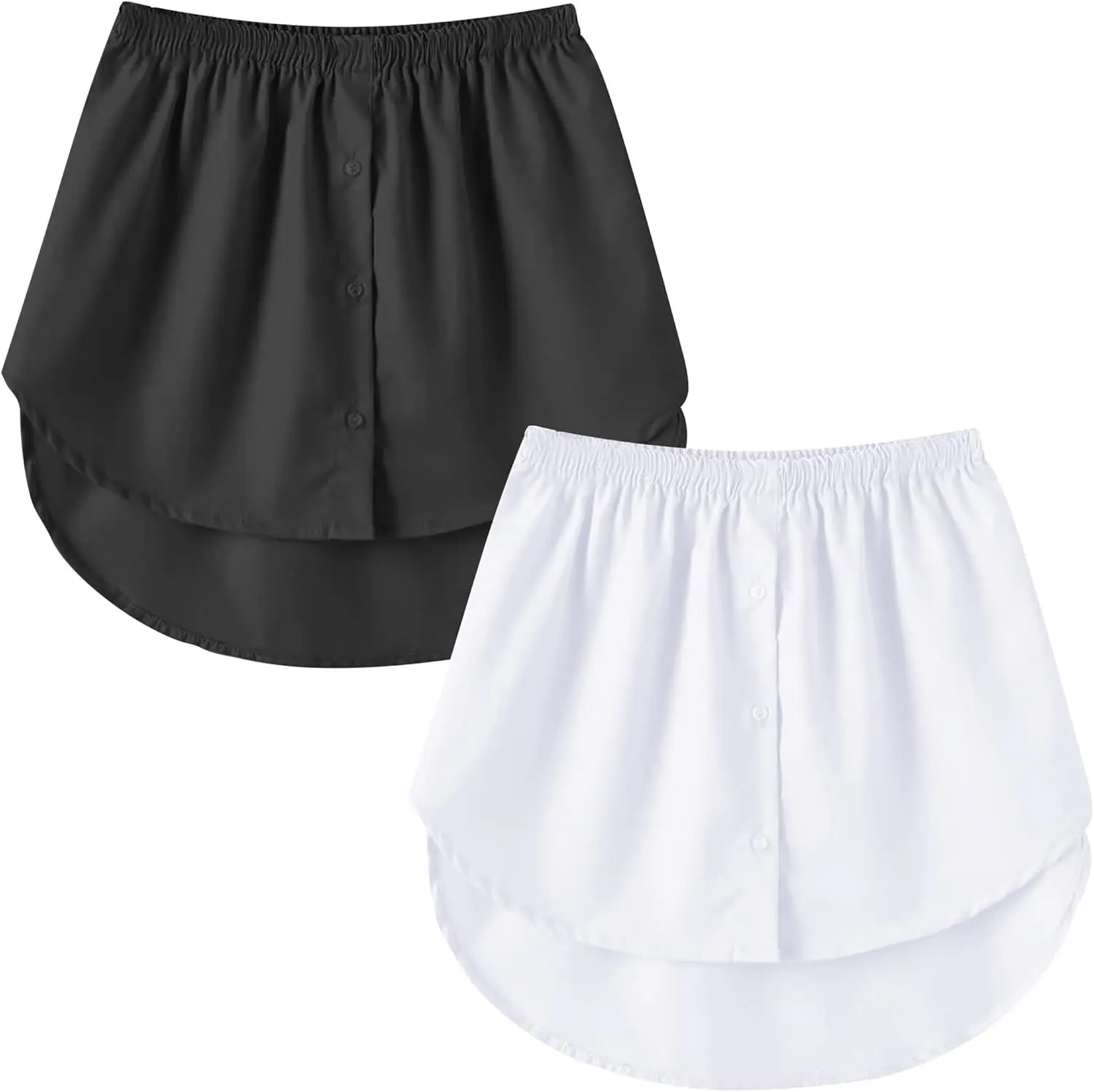 Women's Shirt Extender Mini Adjustable Underskirt Removable Layered Sweep Shirt with Buttons