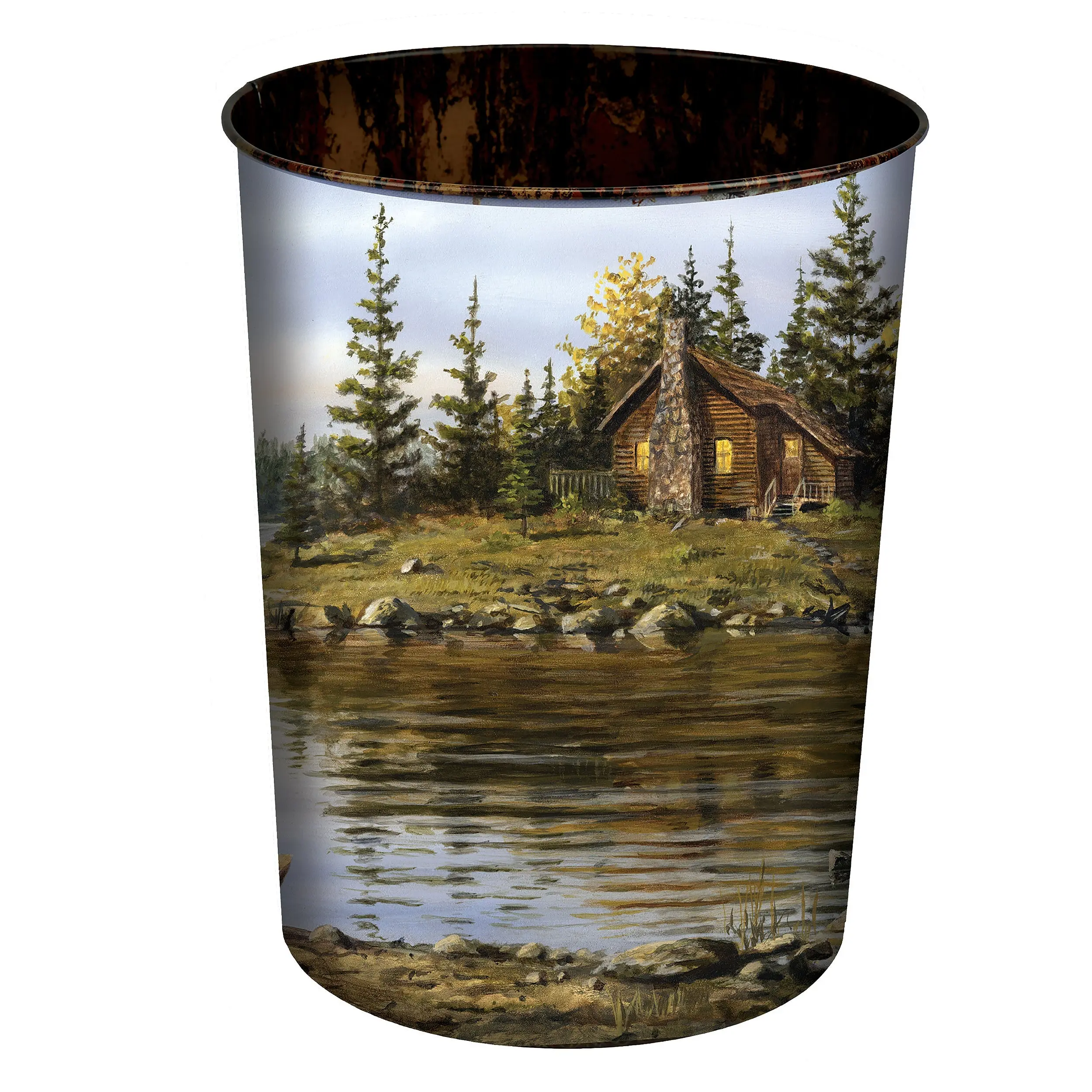 Waste Basket-Duck Cabin Scene Waste Basket-Duck Cabin Scene
