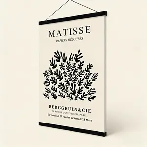 Magnetic Clothes Hanger, Wooden Poster Frame, Wood Magnet Printed Poster Pin Scroll Clothing Rack, Wall Map Canvas Artwork Hanging Kit