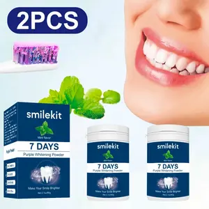 2PCS Pureple Whitening Tooth Powder, Deep Cleaning Oral Freshness, Teeth Whitening, Portable Home Travel Use Toothpowder, Non-Toxic, 60g, 7 Days Whiteness Teeth White Toothpowder Purple