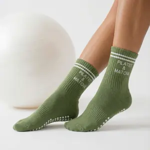Grip green socks Pilates and matcha Soft Stretchy Secure for Pilates Yoga Size 6-9 Comfy Fit