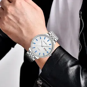 Men's Automatic Mechanical Watch - Luminous, Shock-Resistant, Dual Calendar, Stainless Steel Band, Casual Business Style
