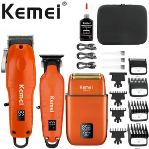 3PCS Professional Hair Clipper Set | LED Display + Guide Combs | Quiet & Smooth Cutting