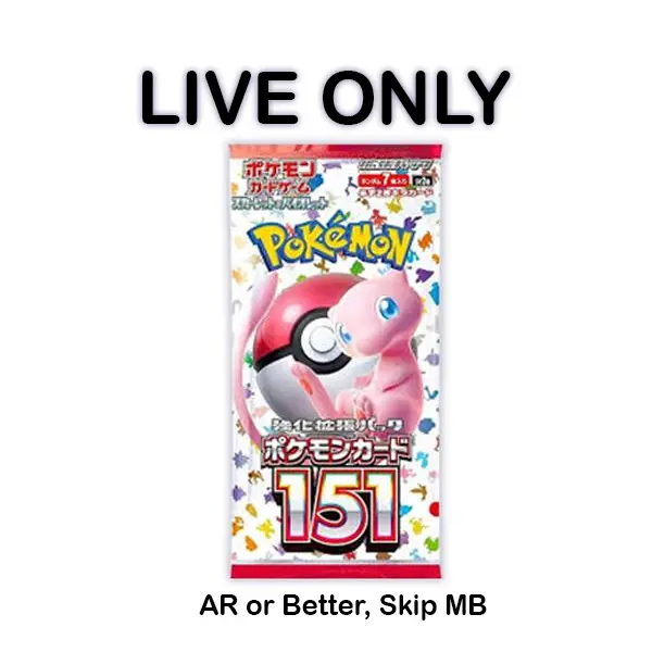 Pull-Til-You-Win 151 Pack (AR or Better, Skip MB) Japanese Pokemon Trading Card Game SV2a Booster Pack (7 Cards Per Pack) (min 1 pack guarantee) - TikTok Shop Pull-Til-You-Win 151 Pack (AR or Better, Skip MB) Japanese Pokemon Trading Card Game SV2a Booster Pack (7 Cards Per Pack) (min 1 pack guarantee) - TikTok Shop