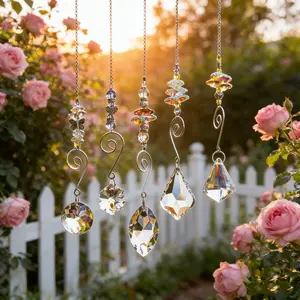 5-Piece Crystal Sun Catcher Set, Window Hanging Glass Bead Prism Decor, Rainbow Maker for Home Office Garden Decoration