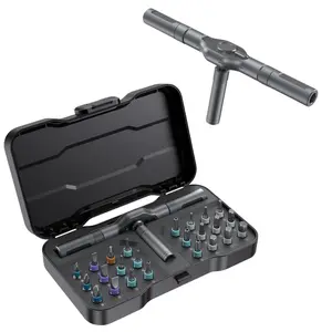 Magnetic Screwdriver Set, Multifunctional Drill Bit Set for Household Repairs, Detachable T-Shaped Ratchet Handle for Easy Use