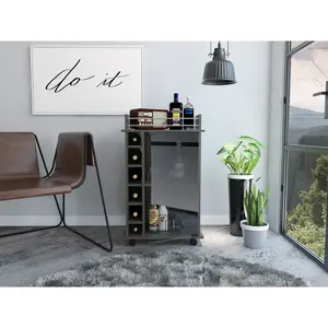 Savannah 6-Bottle 3-Shelf Bar Cart Carbon Espresso