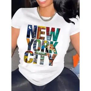 Wo New York City Graphic T-Shirt - Heavyweight Tee with Brooklyn Bridge, Statue of Liberty - Soft Crew Neck Casual Everyday Shirt - Loose Fit NYC Skyline Top for Travel and Casual Attire - All-Season Apparel, New York T Shirt, Comfortable Fashion