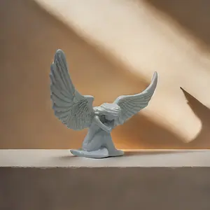 Modern Minimalist Resin Angel Wing Figurine, Vintage Style Desktop Decoration, Creative Handmade Sculpture for Home Decor, Decorative Sculptures