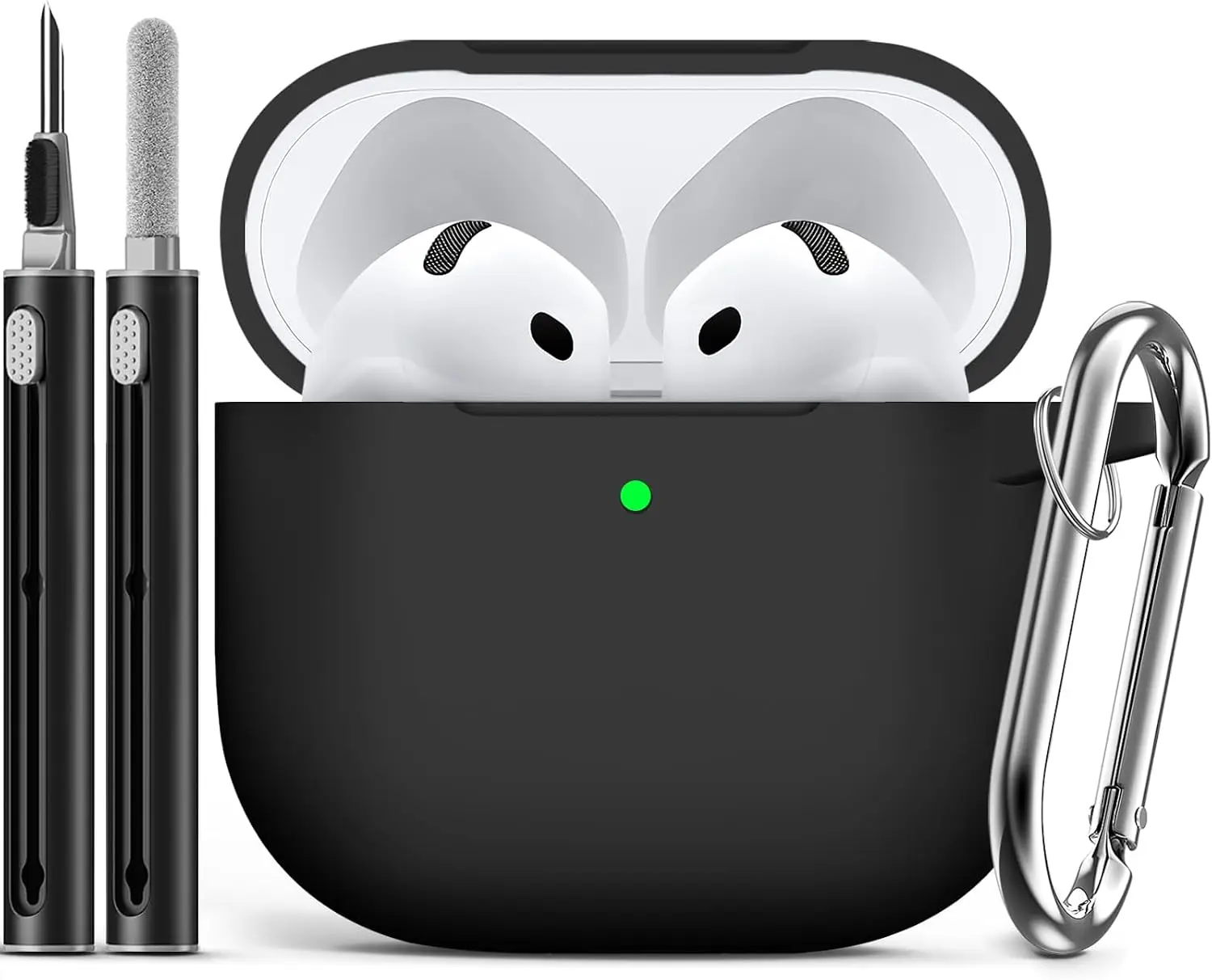 AirPods 4 Case 2024 with Cleaner Kit, Soft Silicone Protective Cover for Apple AirPods 4th Generation, Shockproof Case with Keychain Compatible AirPods 4 Accessories for Women and Men