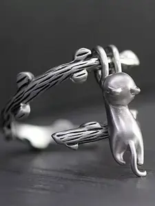 Retro Cat Ring Adjustable Cute Cat Ring for Men and Women | Retro Thai Silver Animal Jewelry Gift Enthusiast