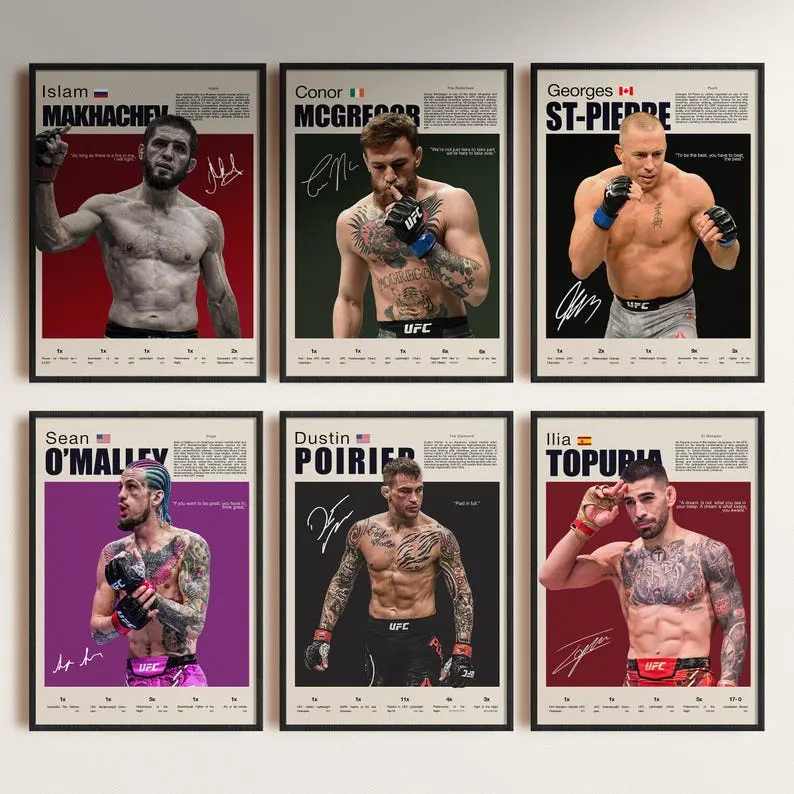 UFC Poster Set, MMA Bundle Poster Unframed,  MMA Art Poster, UFC Legend Print Set Decor, Gifts for Him/Her, Wall Art Print, Poster For Gift