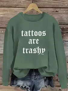 Women's Letter Print Crew Neck Pullover, Fashion Casual Thrasher Sweatshirt for Daily Holiday Outdoor Wear, Women Clothing for Spring & Fall