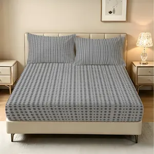 3Pcs Polka Dot Printed Fitted Sheet Set, Retro Style Bedding, Soft Polyester with Deep Pocket, Fade Resistant & Machine Washable, All Season Perfect for Bedroom Dorm Decor