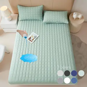 Waterproof Mattress Cover Set, 1 Count  Soft Comfortable Breathable Mattress Protector & 1/2 Counts Pillowcases without Filler, Bedding Supplies for Bedroom, Guest Room, Apartment, School