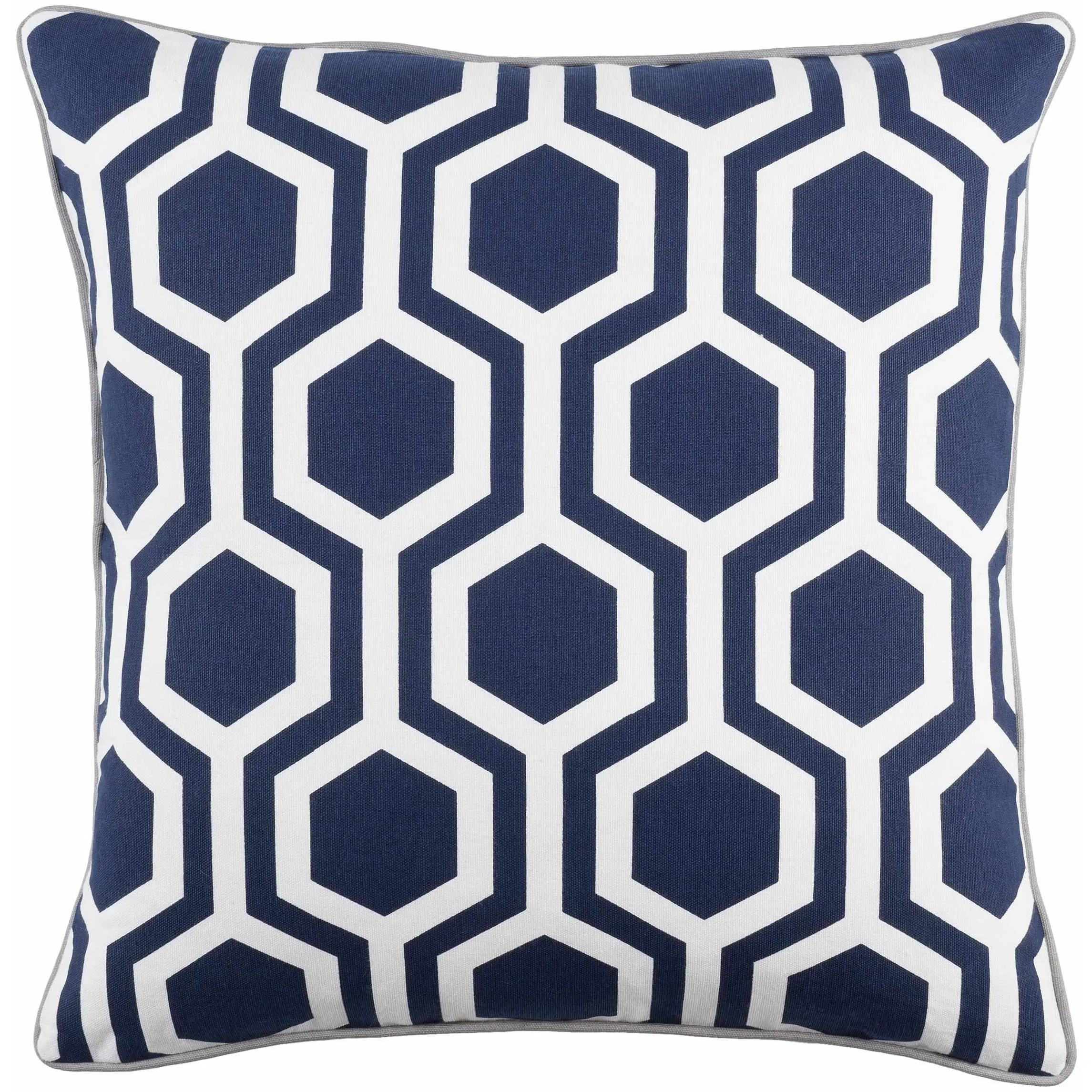 Ashuelot Navy Hexagon Pattern Home Decorative Cushion - Accent Pillow, Clearance Sale