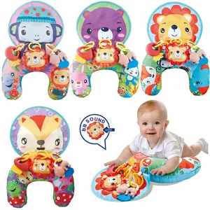 Baby Head Control Training Pillow, U-Shaped Learning Cushion, Multi-Functional Crawl Mat, with Various Hanging Toys, Ideal for Infant Cognitive Development