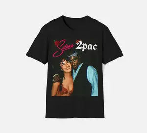 Vintage Selena And Tupac 90s Retro Vintage Classic Music Merch Rap Cumbia Unisex T-Shirt-graphic tee - vintage y2k tshirt Menswear Top