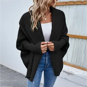 Waterfall Collar Batwing Sleeve Cardigan