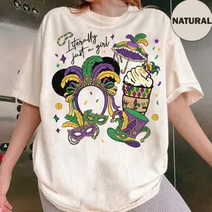 Coquette Bow Literally Just A Girl Happy Mardi Gras Carnival 2026 Shirt, Magic Kingdom Magical New Orleans Fat Tuesday Tee R5GFY