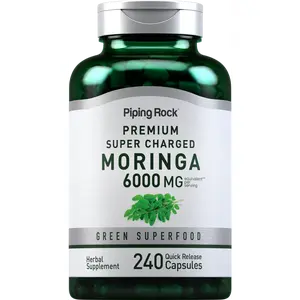Piping Rock Moringa Oleifera Capsules 6000mg | 240 Count | Leaf Concentrated Extract | Herbal Supplement | Non-GMO, Gluten Free