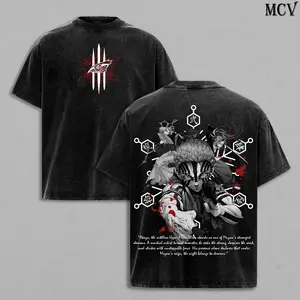 Akaza Demon Slayer Limited Edition Tee – Kimetsu no Yaiba Vintage Washed Oversized Heavy Cotton Anime Manga T-Shirt, Rare Collector’s Graphic Streetwear Retro Top Gift for Otaku Fans