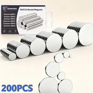 Super Strong Round Disc Rare Earth Magnets,200pcs Premium Nickel Plated Mini Magnets for Fridge Whiteboard Craft Hardware Projects