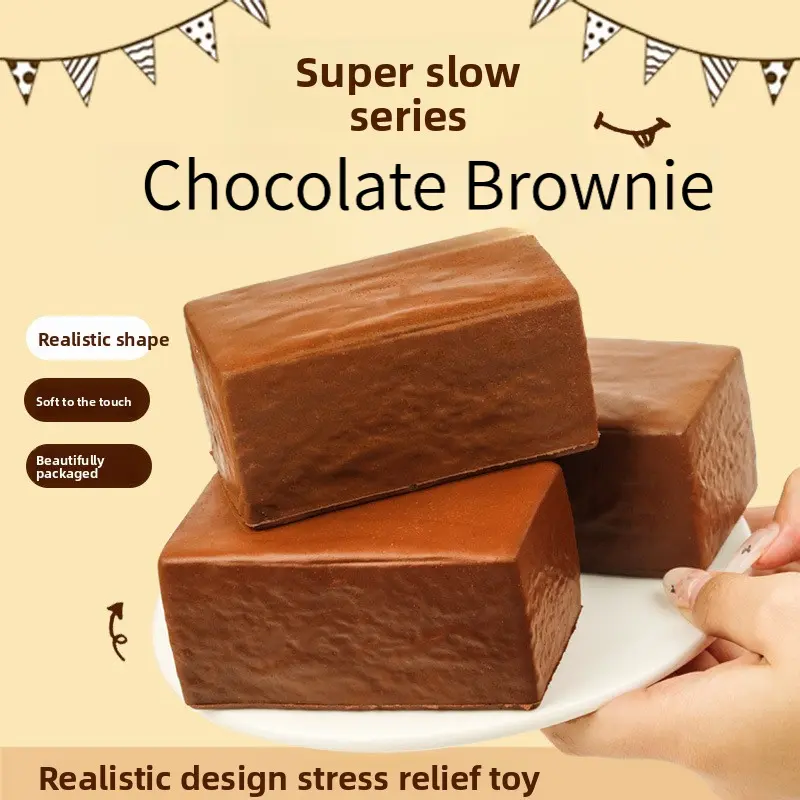 Super Fun Stress Relieving Toy Brownie Chocolate Slow Rebound Pinch Joyful Silicone Mud Feel Release Tool