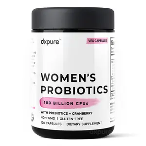dxpure Women's Probiotic Complex 100 Billion CFU - 120 Capsules with Prebiotics for Digestive & Immune Health