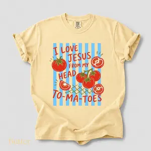 Comfort Colors I Love Jesus From My Head To-Ma-Toes Tee, Christian Gardening Shirt, Faith Based Tomato Lover T-Shirt, Cute Garden Graphic, Religious Farmer Unisex Top