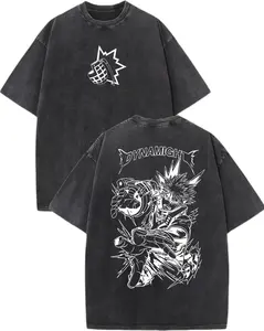 My Hero Academia Katsuki Bakugo Dynamight Graphic T-Shirt, Vintage Washed Distressed Oversized Anime Tee, Retro Explosion Hero Manga Streetwear Top for Men Women, MHA Fan Gift & Anime Lover Apparel