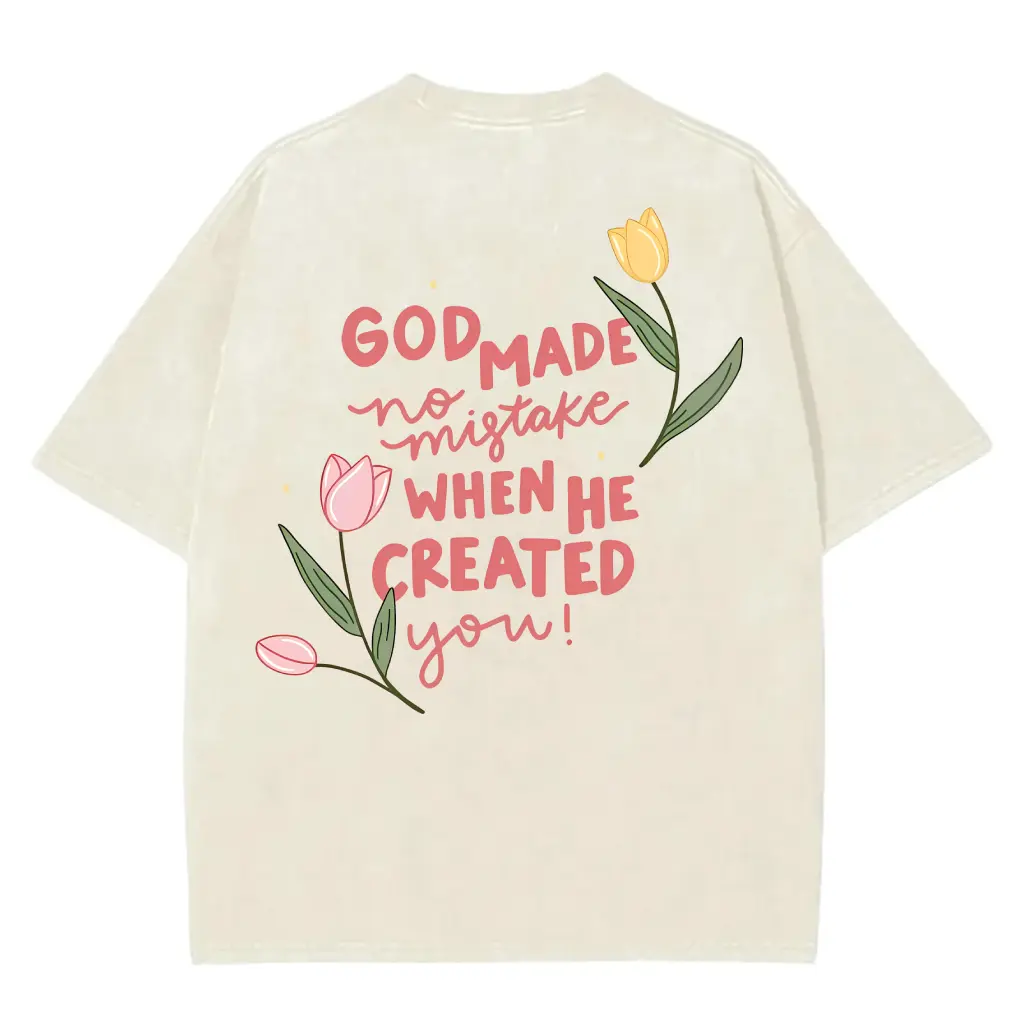 God Made No Mistake When He Created You T-Shirt, Christian Tee, Religious Shirt, Summer Unisex Cotton Crew Neck Graphic Shirt For Everyone, All Sizes