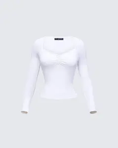 Draya White Rib Lace Top