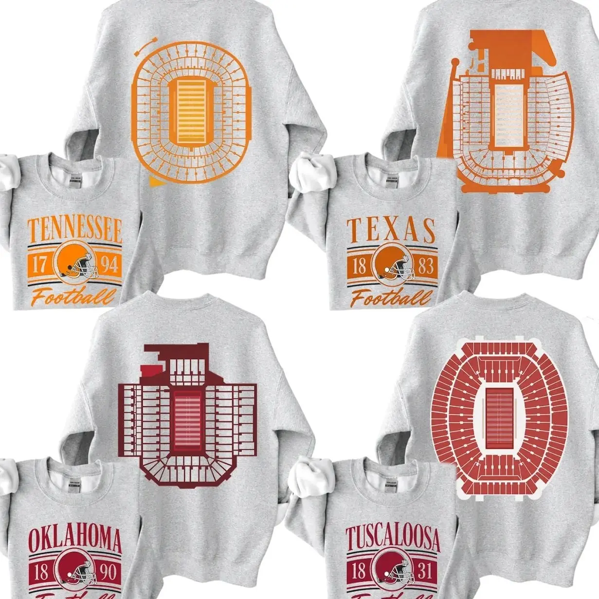 Vintage College Football 2 Sided Ash Grey Sweatshirt, Retro College Teams Stadium Football Shirt, Gift Fan Sport Menswear Classic Cotton JCL