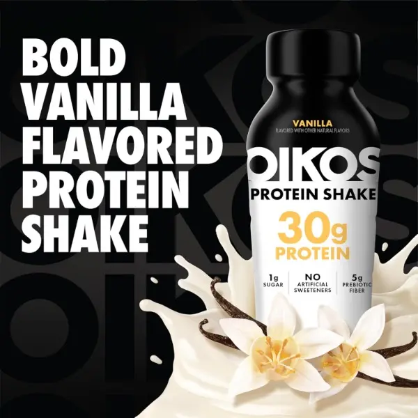 Protein Shake, Vanilla, 30g High Protein Drinks, Shelf Stable, Ready to Drink, 5g Prebiotic Fiber, 12 fl oz Bottle, 12 Count​