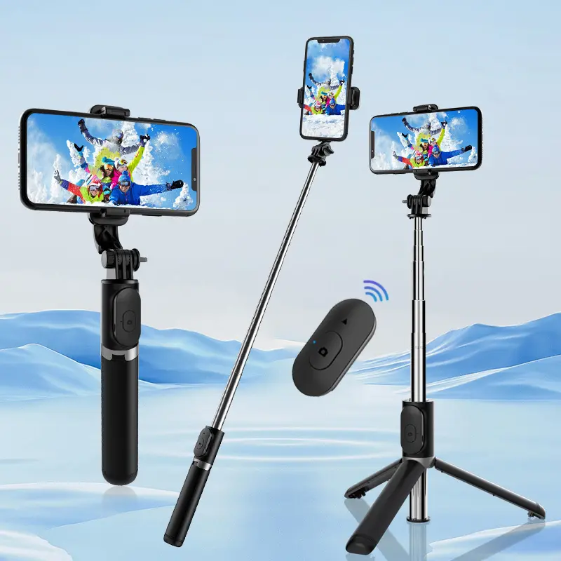 40-inch retractable selfie stick for mobile phones, professional floor stand designed for live streaming, with wireless remote control smartphone tripod, 360° rotating stable anti-shake handheld monopod, suitable for travel and outdoor Vlog, Cellphone