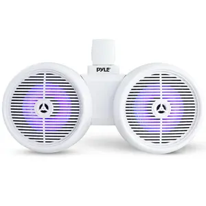 Dual Marine Speakers 300W Waterproof LED 8" White