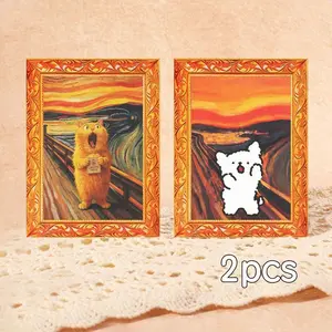 2-Pack Cartoon Animal Refrigerator Magnets, Fun Animal Magnets, Simple Frame Magnets, Home Decor Magnets, Funny Cat Magnets, Perfect Gift
