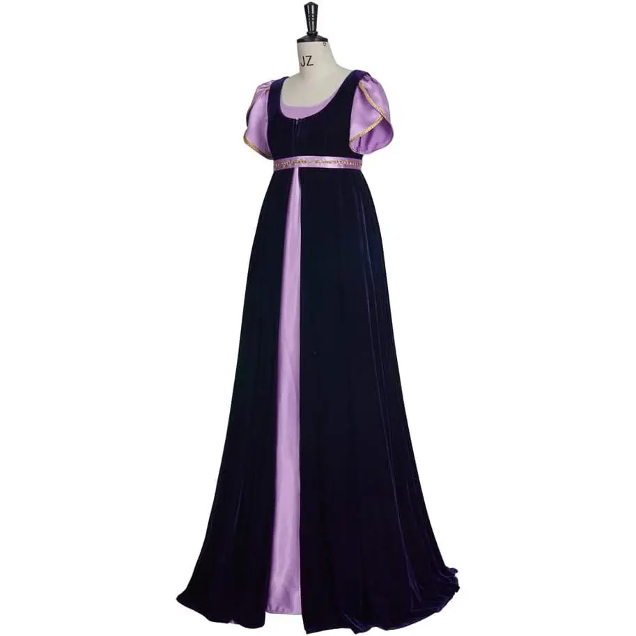 green emerald velvet dress Pink Regency Era Empire Waist Jacquard Gown – Puff Sleeve Vintage Brid –  WonderlandByLilian main image 0
