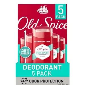 Pure Sport High Endurance Deodorant 48 Hour Protection 3.0 Oz 5 Pack Aluminum Free Odor Protection