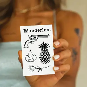 Wanderlust Temporary Tattoo Pack – 5 Aesthetic Fine Line Tattoos