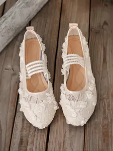 Women's Fashion Mesh Embroidered Breathable Slip-On Mary Jane Flats, Summer PU Leather Ballet Shoes, Casual Low Heel Sneakers