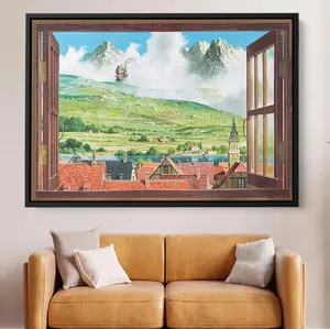 Moving Anime Castle Poster, Hayao Studio, Castle How Castle Moving Window Picture Anime Posters (NO FRAME)