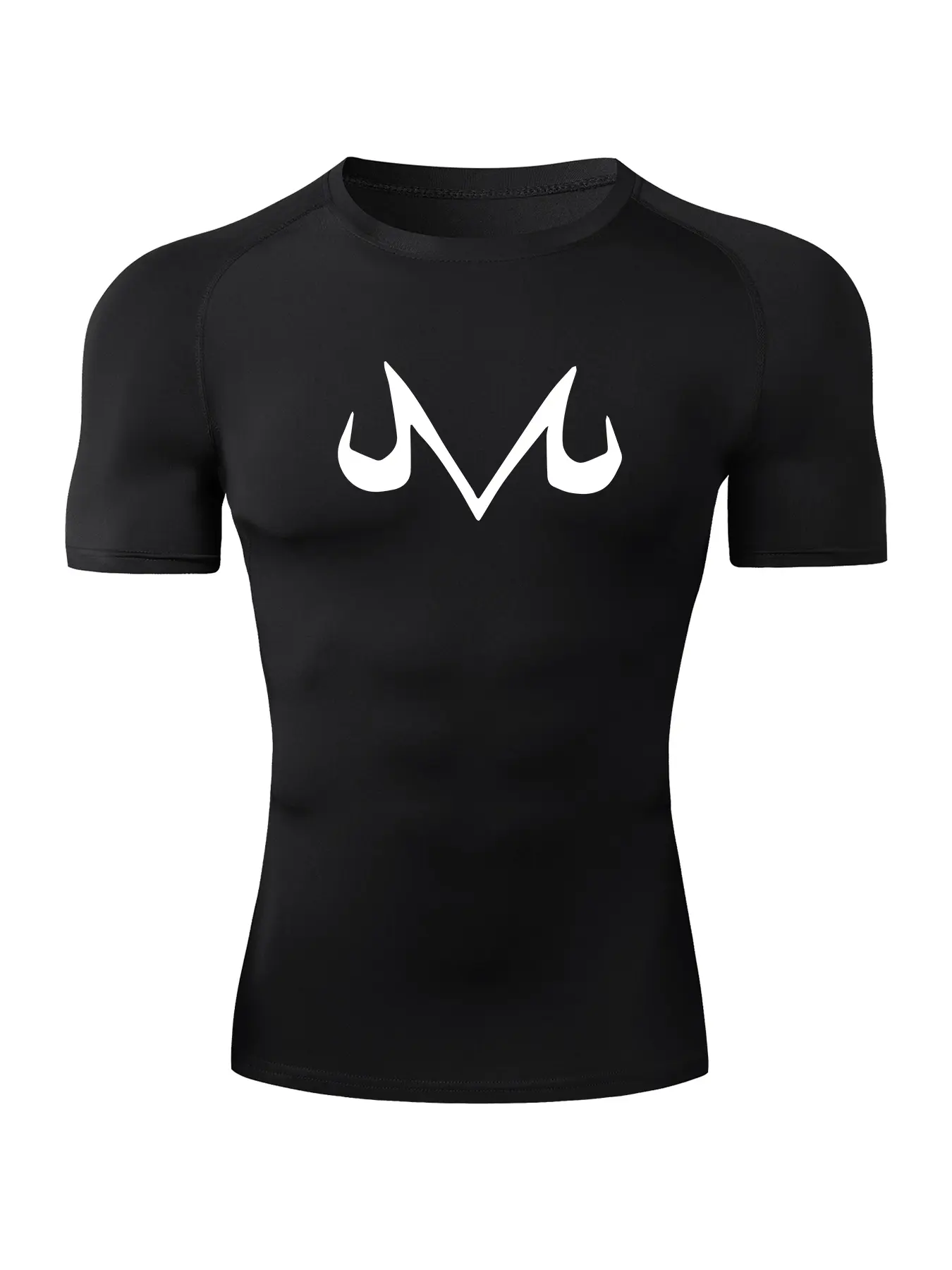 Men's M Letter Print Short Sleeve Tight-Fitting T-Shirt, Summer Dry Fit Stretch Gym Training Top for Running and Sports, Athletic Apparel, Activewear T Shirt, Athletic Fashion Activewear, Gym Athletic Clothes, Workout Clothes, Athletic Tops