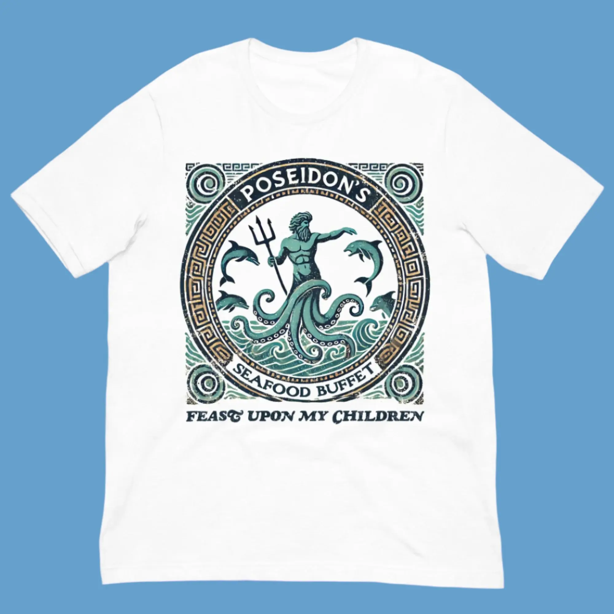 Poseidon’s Seafood Buffet Unisex T-shirt Cotton Fabric Top Womenswear Fit Comfortable Ocean Tshirt Streetwear Summer