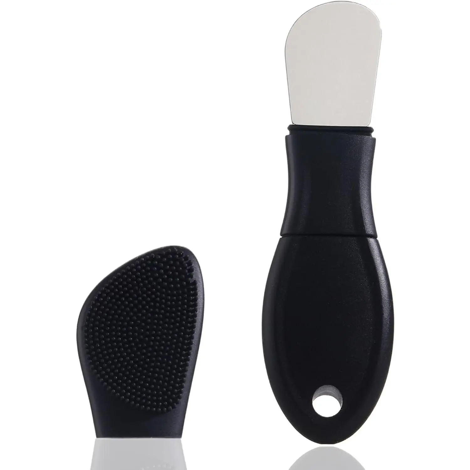 Multifunctional Face Washing Brush, 2 in 1 Pore Cleaning Brush & Blackhead Scraper, Pimple Extractor for Women Men, Face Scraper Skin Spatula, Pore Scrubber for Deep Cleansing, Black