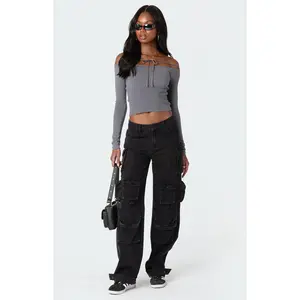 Edikted Women's Jane Tie Front Knit Top