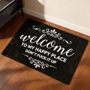 Welcome To My Happy Place Doormat – Perfect For Bedroom, Entryway, Or Everyday Home Decor. A Personalized Touch To Enhance Any Room And Welcome You Home In Style.