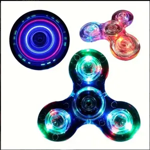 Crystal Spinning Top LED Light Up Toy, Night Glow Transparent Finger Spinner, Stress Relief Toy, Fun and Interactive Play